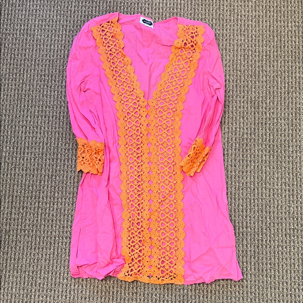Mud Pie Pink and Orange Swim Coverup